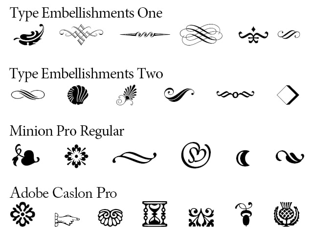 Ornament glyphs in font sets